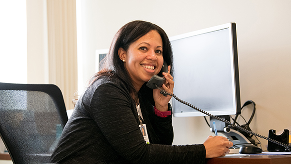 Ann LaFleur speaking with patient Ann LaFleur speaking with patient