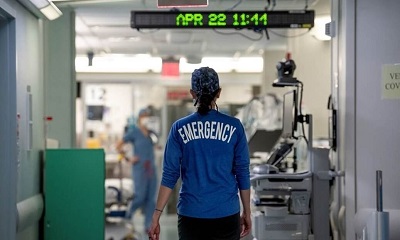 Emergency worker walking down the hallway