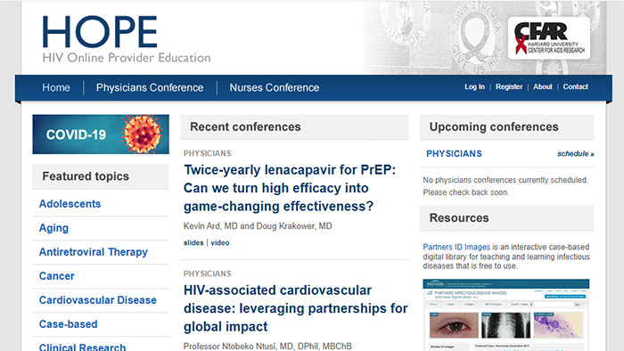 Cropped screenshot of the Hope Conference website